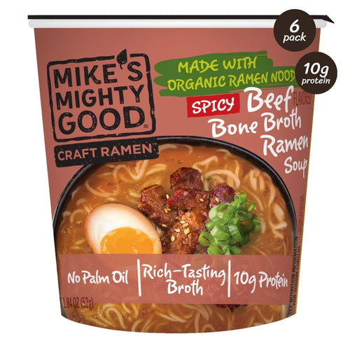 Mike's Mighty Good Spicy Beef Bone Broth Ramen Cup (Pack of 6)