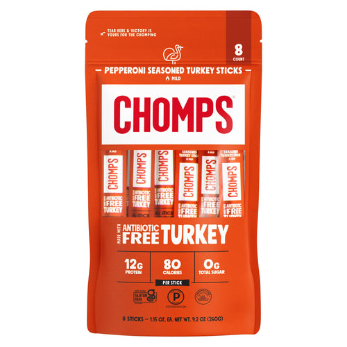 Chomps Pepperoni Turkey Snack Sticks, 8 Count