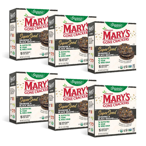 Mary's Gone Crackers Organic Seaweed & Black Sesame Crackers, 5.5 oz (Pack of 6)