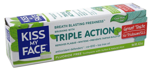 Kiss My Face Triple Action Cool Mint Gel Toothpaste, 4.5 oz (Pack of 3)