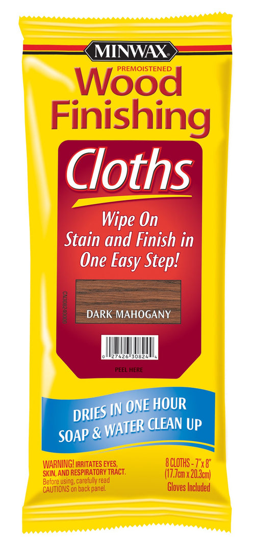 Minwax Wood Finishing Cloths, Chestnut, 8 Premoistened Cloths