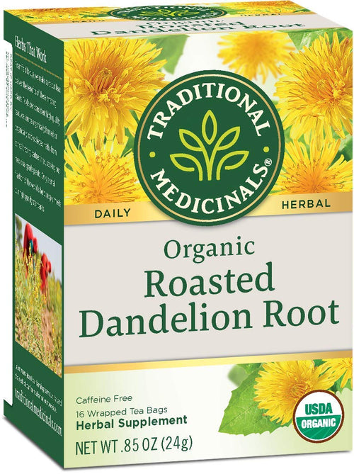 Traditional Medicinals Organic Roasted Dandelion Root Herbal Tea, 16 Count (Pack of 6)