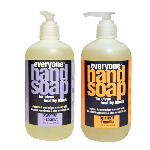 Everyone Botanical Hand Soap Bundle, Lavender Coconut and Apricot Vanilla, 12.75 oz
