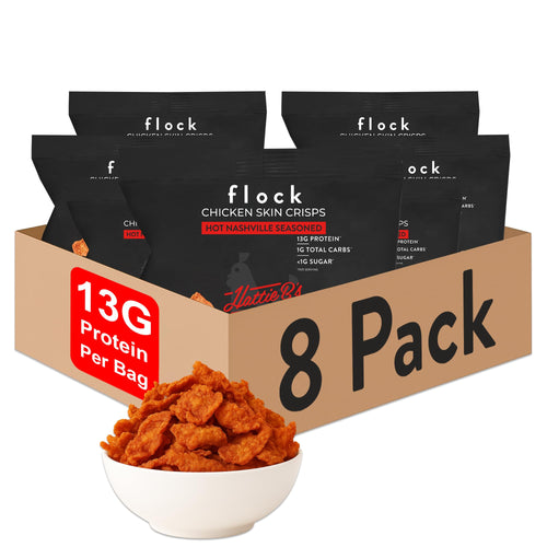 Flock Keto Chicken Skin Chips, Hattie B's Nashville Hot, 1 oz (Pack of 8)