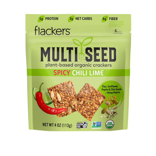 Flackers Multi Seed Crackers, Spicy Chili Lime, Organic, 4 oz