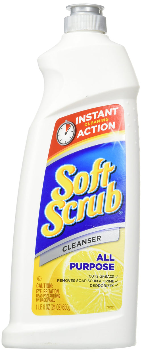 Soft Scrub Total All Purpose Bath & Kitchen Cleanser, Lemon Scent, 24 oz (Pack of 3)