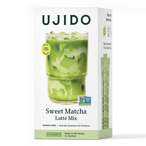 Ujido Matcha Green Tea Powder, Sweetened with Monk Fruit, 10 Packets (20 g Each)
