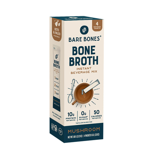 Bare Bones Instant Bone Broth Powder Sticks, Mushroom (Pack of 4)
