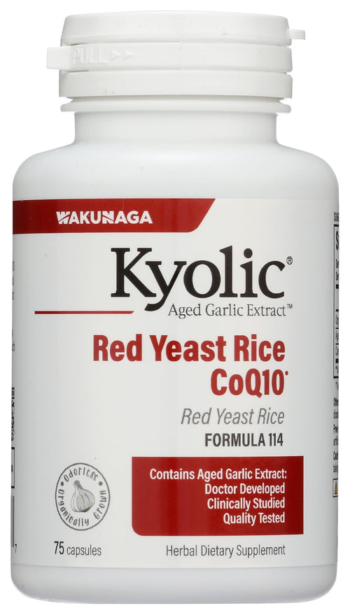 Kyolic Aged Garlic Extract Red Yeast Rice CoQ10 Formula 114, 75 Capsules