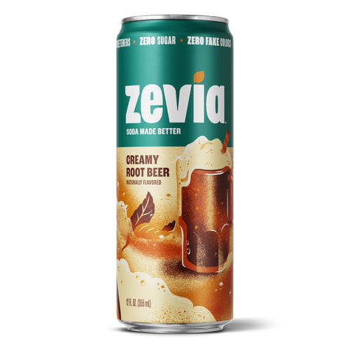 Zevia Zero Sugar Soda, Creamy Root Beer, 12 oz Can