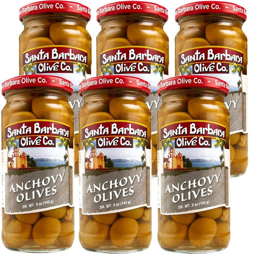 Santa Barbara Olive Co. Anchovy Stuffed Green Olives, 5 oz (Pack of 6)