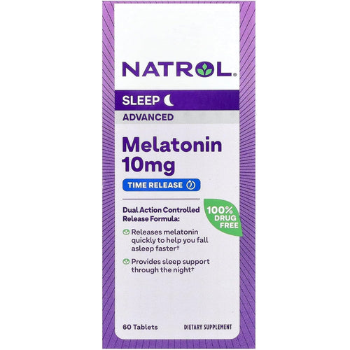 Natrol Advanced Sleep Melatonin Tablets, Maximum Strength 10 mg, 60 Count (Pack of 3)