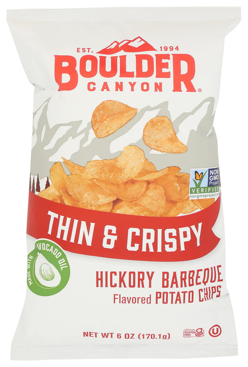 Boulder Canyon Thin and Crispy Hickory BBQ Potato Chips, 6 oz