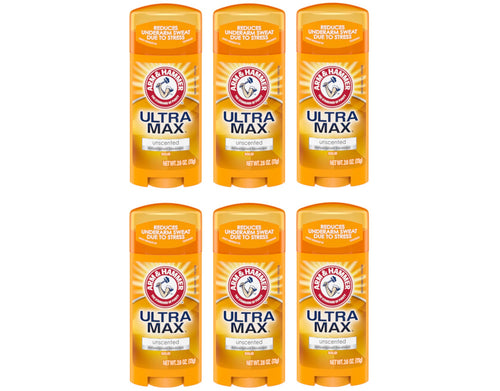 Arm & Hammer UltraMax Invisible Solid Deodorant, Unscented, 2.6 oz (Pack of 6)