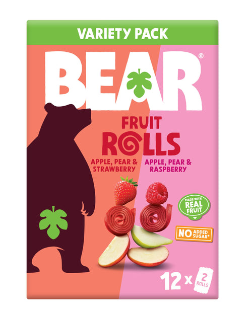 Bear Strawberry Raspberry Fruit Rolls Variety Pack, 8.4 oz