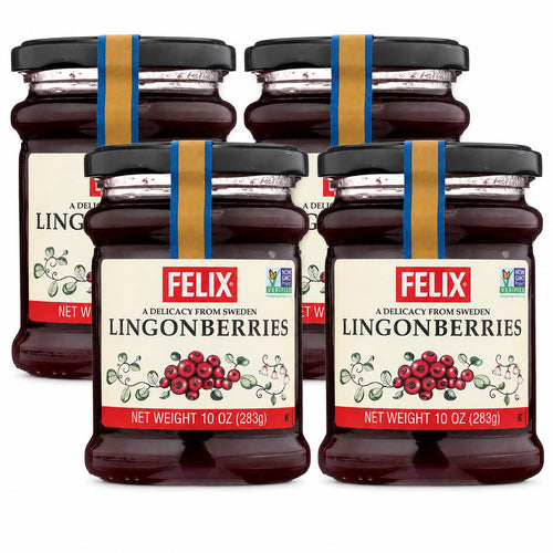 Felix Wild Lingonberry Jam, Swedish Preserve, 10 oz (Pack of 4)