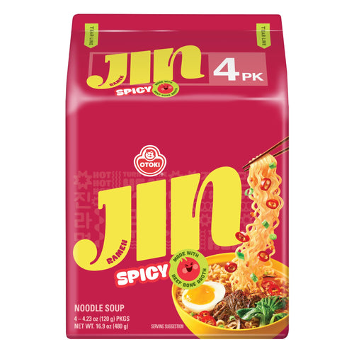 Otoki Jin Ramen Spicy Korean Instant Ramen, 4.23 oz (Pack of 4)