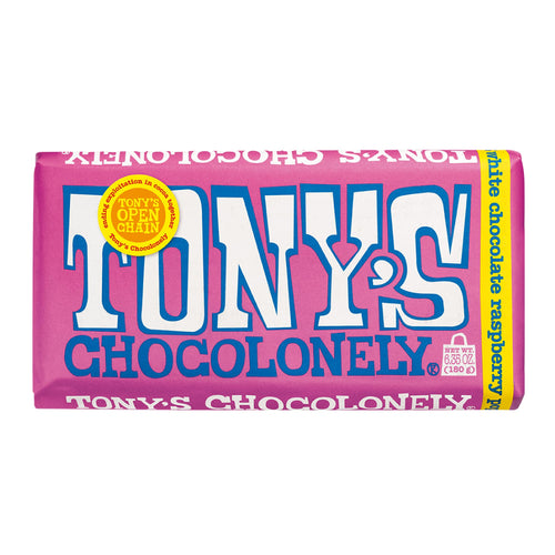 Tony's Chocolonely White Chocolate Raspberry Popping Candy Bar, 6.35 oz