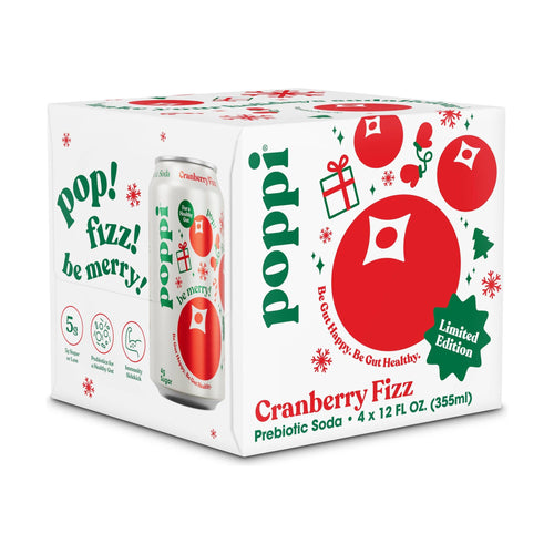 Poppi Cranberry Fizz Prebiotic Soda, 12 fl oz (Pack of 4)