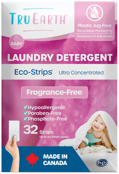 Tru Earth Laundry Detergent Sheets, Unscented for Baby, 32 Strips