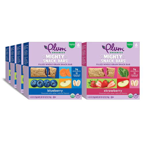 Plum Organics Mighty Snack Bars, Blueberry + Strawberry Variety Pack, 0.67 oz (48 Count)