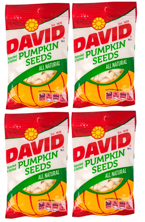 David Roasted and Salted Pumpkin Seeds, 2 oz (Pack of 4)