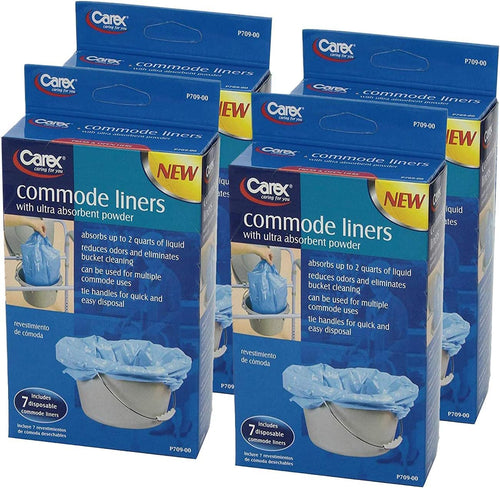 Carex Commode Liners with Absorbent Powder, 28 Liners (Pack of 4)