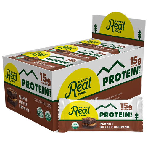 Kate's Real Food Organic Protein Bars, Peanut Butter Brownie, 2.2 oz (12 Count)