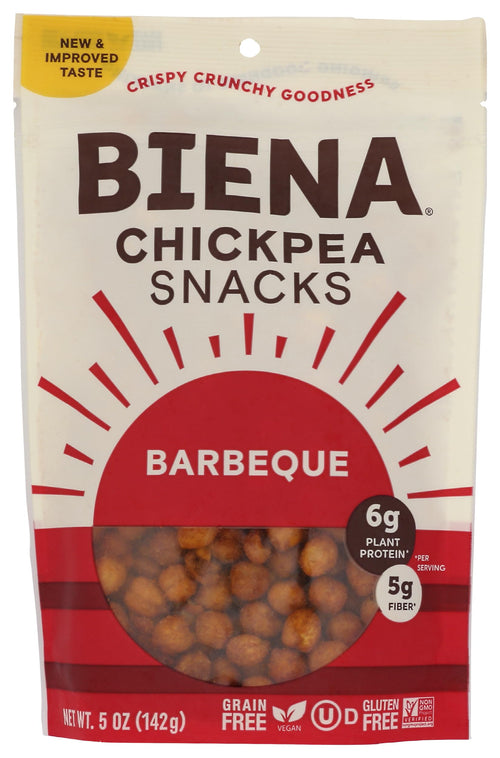 Biena Crunchy Roasted Chickpea Snacks, Barbecue, 5 oz