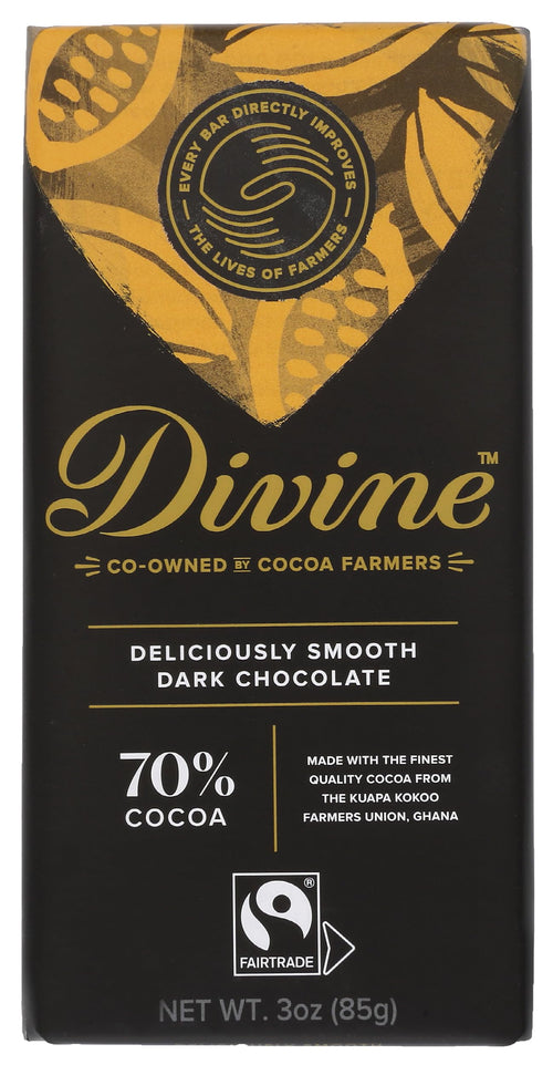 Divine Chocolate 70% Dark Chocolate Bar, 3 oz