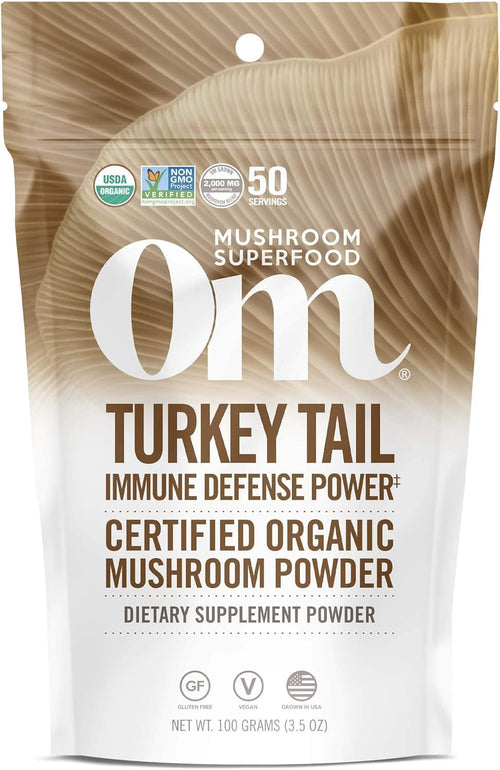 Om Mushroom Superfood Organic Turkey Tail Mushroom Powder, 3.5 oz