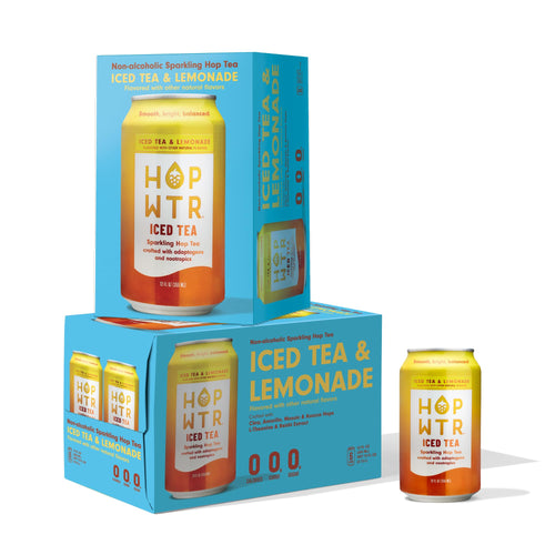 HOPWTR Iced Tea and Lemonade Sparkling Hop Tea (Pack of 12)