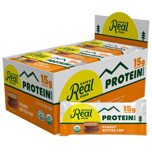Kate's Real Food Organic Protein Bars, Peanut Butter Cup, 2.2 oz (12 Count)