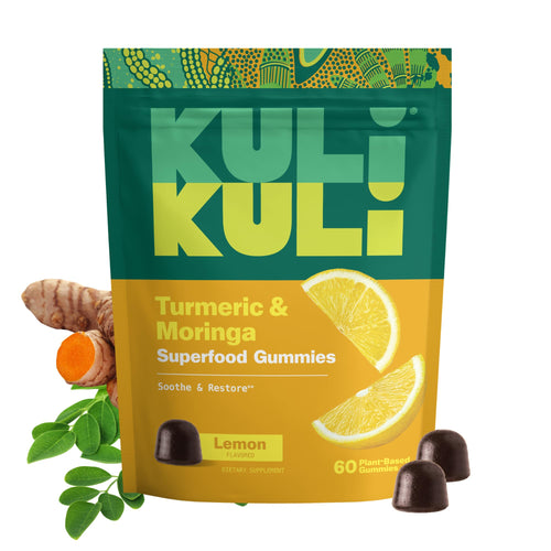Kuli Kuli Moringa & Turmeric Supplement Gummies, Lemon, 60 Count