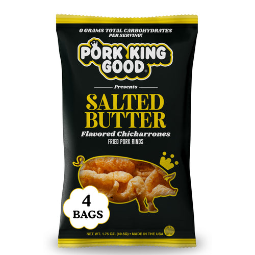 Pork King Good Salted Butter Pork Rinds (Pack of 4)