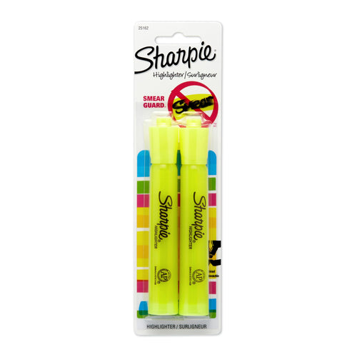 Sharpie Accent Tank-Style Highlighters, Fluorescent Yellow (Pack of 2)