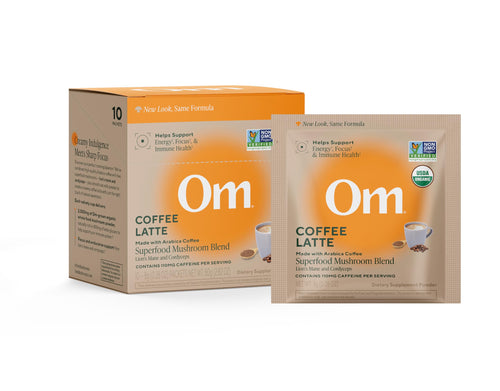 OM Mushroom Superfood Coffee Latte Blend Mushroom Powder, 10 Count