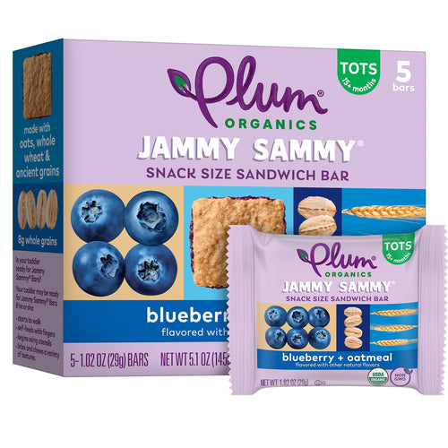 Plum Organics Jammy Sammy Snack Bars, Blueberry and Oatmeal, 1.02 oz (Pack of 5)