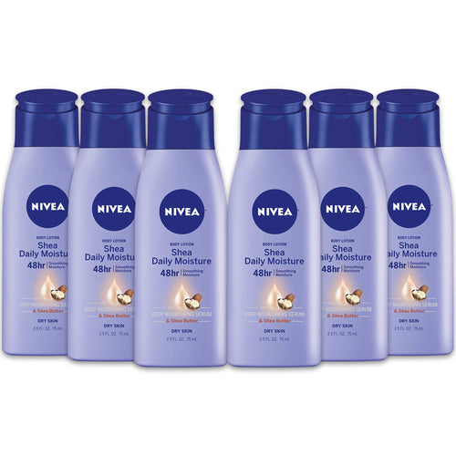 Nivea Shea Nourish Body Lotion for Dry Skin, 2.5 fl oz (Pack of 6)