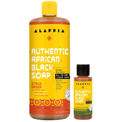 Alaffia Authentic African Black Soap Variety 2-Pack, Eucalyptus Tea Tree & Citrus Ginger