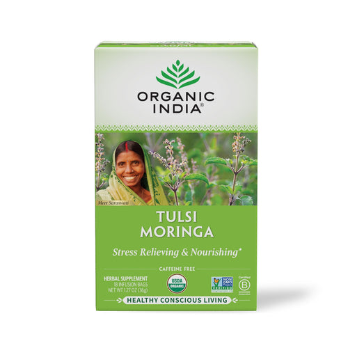 Organic India Tulsi Moringa Tea, Holy Basil, 18 Infusion Bags
