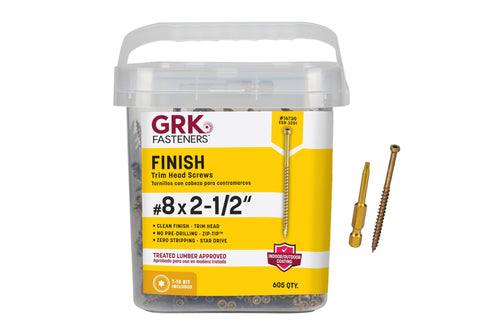 GRK Fasteners FIN/Trim Screws, #8 x 2-1/2 in, Gold (605 Count)