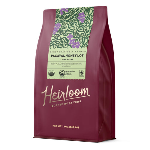 Heirloom Coffee Roasters Pacayal Honey Lot Whole Bean Coffee, Light Roast, 12 oz