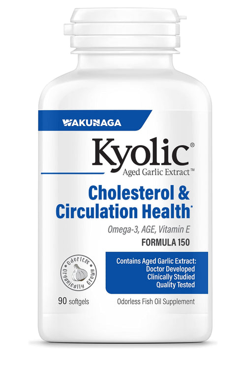 Kyolic Aged Garlic Extract Cholesterol & Circulation Health with Omega 3, 90 Softgels