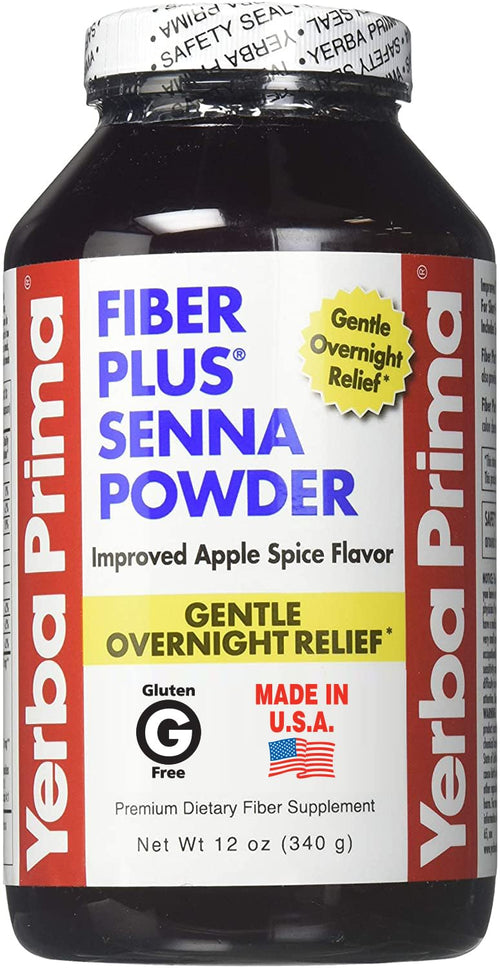 Yerba Prima Fiber Plus Senna Powder, Apple Spice, 12 oz