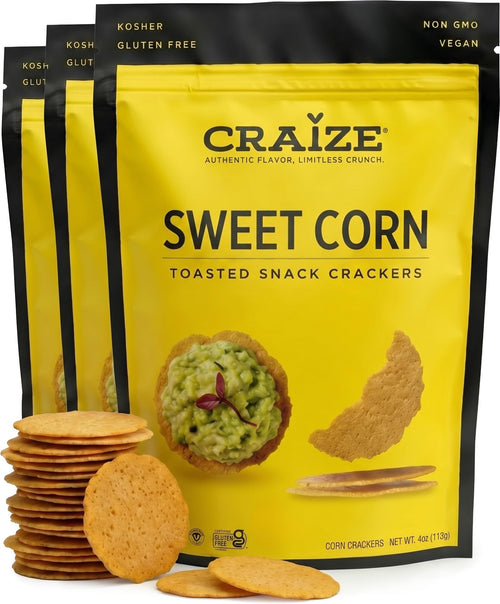 Craize Sweet Corn Crisps, 4 oz (Pack of 3)