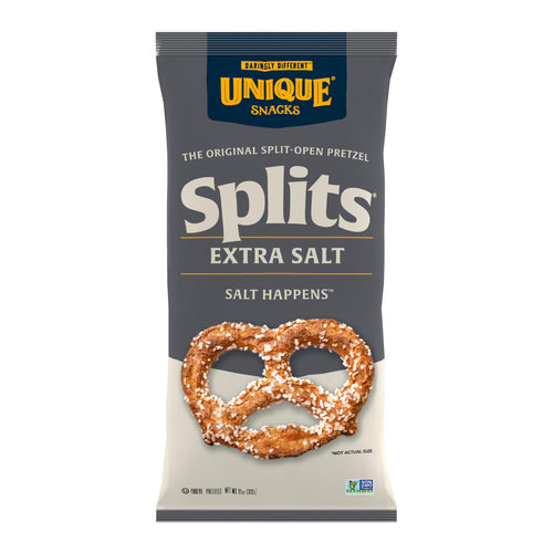 Unique Snacks Split-Open Grooves Extra Salt Pretzels, 11 oz (Pack of 12)