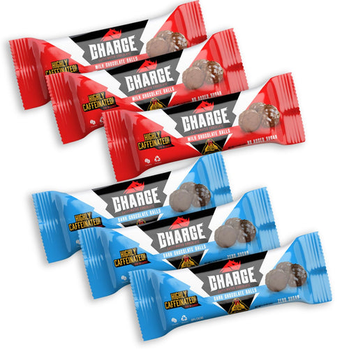 Charge Caffeinated Chocolate, Milk and Dark Chocolate Variety (Pack of 6)