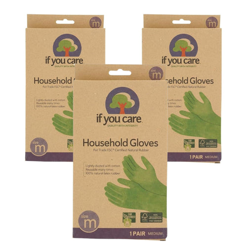 If You Care Reusable Natural Latex Household Gloves, Medium (Pack of 3)
