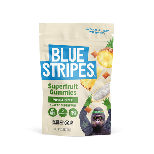 Blue Stripes Cacao Superfruit Gummies, Pineapple & Cacao Fruit, 3.2 oz